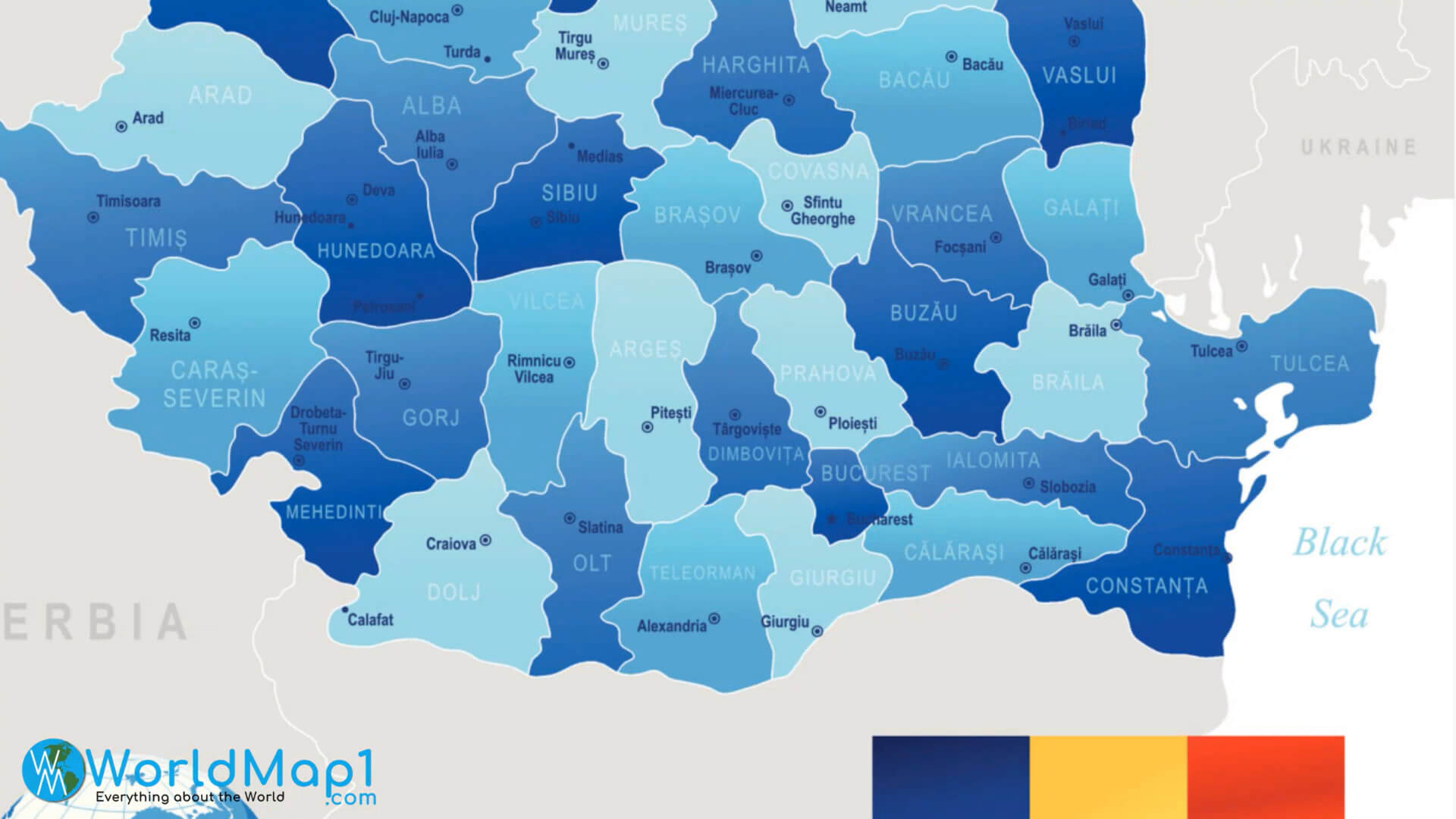 Carte des provinces de la Roumanie